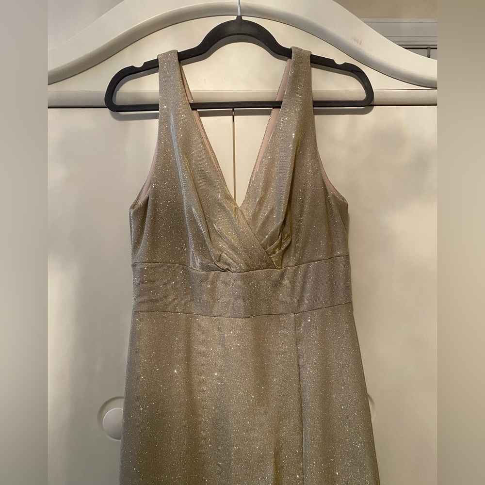 Oleg Cassini Gold Sparkle Prom Dress